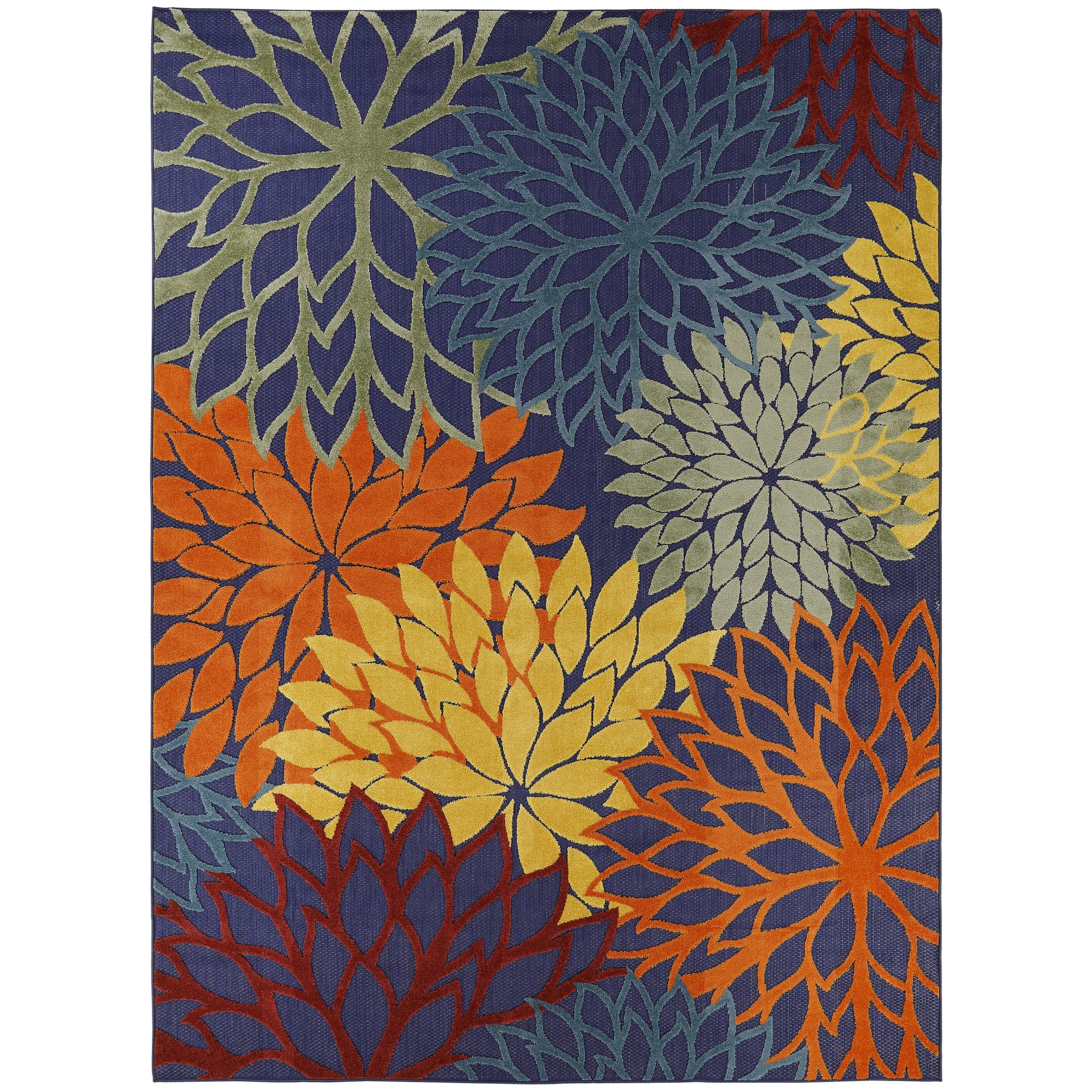 Nourison Aloha 10' x 14' Navy Multicolor Outdoor Rug