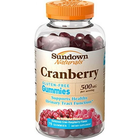 6 Pack Sundown Naturals Cranberry 500 MG Gluten-Free 75 Gummies Each