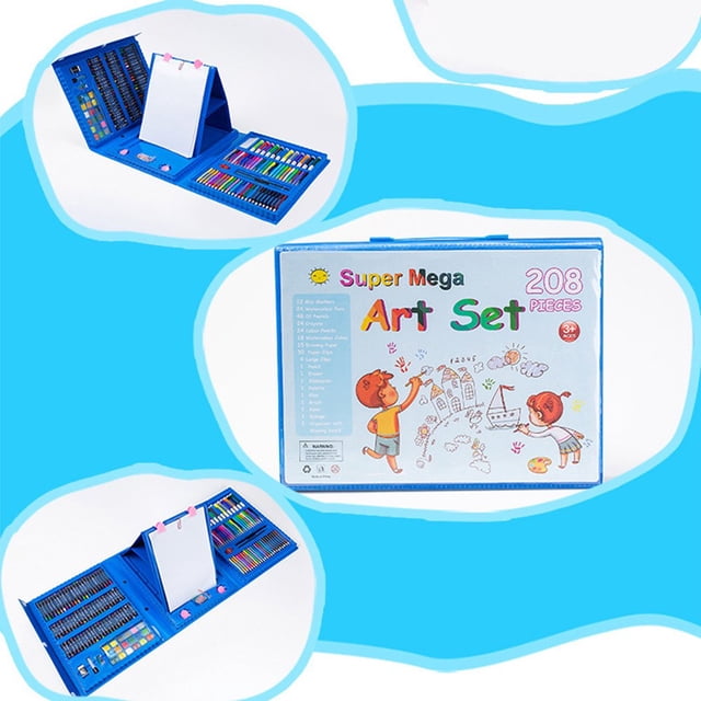 Art Supplies Set 208-Pack Drawing Art Set Kits With Trifold Easel A4 Drawing Pad Crayons Pastels Watercolors Pencils Gift Case For Kidsteens Beginners