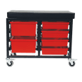 thumbnail image 2 of StorBenchSeat w/Cushioned Seat and 6 Storsystem Trays and Bins-Red, 2 of 3