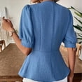 thumbnail image 5 of Women Business Casual Tops 2026 Summer Dressy Blouses Short Sleeve Peplum Work Shirts V Neck Office Outfit by Yigetop Blue L, 5 of 8