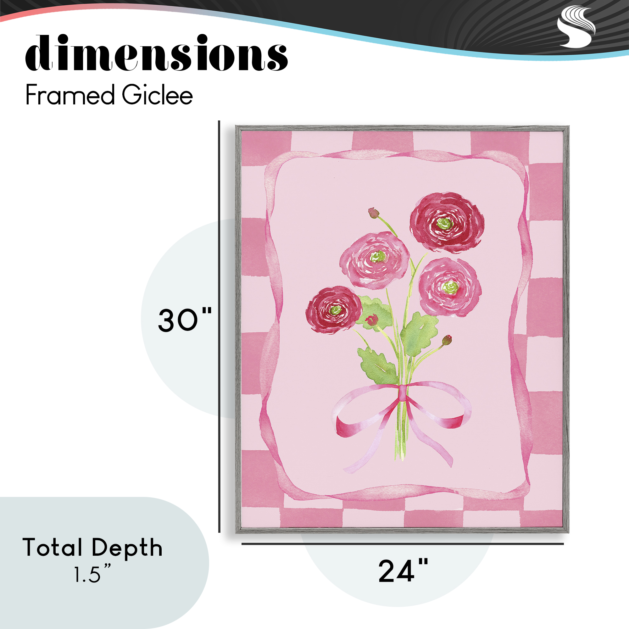 Pretty And Sweet Ranunculus Gray Framed Giclee Art, design by Nina Jacobs
