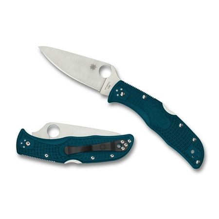 Spyderco Endela Lightweight Folding Knife 3.41 K390 Satin Plain Blade Blue FRN