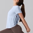 thumbnail image 2 of Lmnyox Short Sleeve Workout Shirts Womens Breathable Lightweight Crew Neck Open Back Yoga Tops Quick Dry Sport Tee, 2 of 8