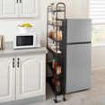 thumbnail image 2 of 6-Tier Rolling Cart Gap,Kitchen Slim Slide Out Storage Tower Rack with Wheels and 6 Baskets,Utility Cart for Kitchen,Bathroom Laundry Narrow Piaces,Antique Brown, 2 of 7