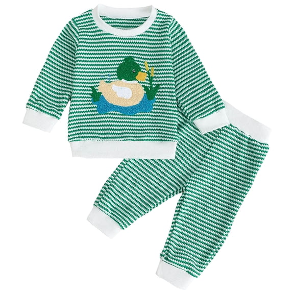 eczipvz My First Christmas Baby Boy Outfit Christmas Embroidery Long Sleeved Sets Toddler Clothes for Boys Green,12-18 Months