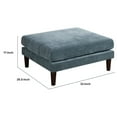 thumbnail image 5 of Rio 32 Inch Modular Ottoman Box Cushion Seat Wood Legs Slate Blue Fabric - Saltoro Sherpi, 5 of 5