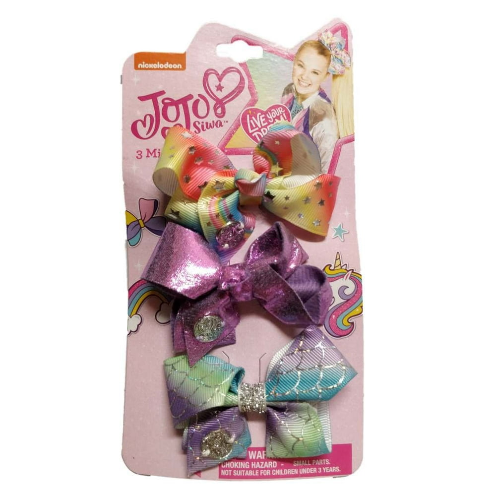 JoJo Siwa 3 Pack Mini Bows Stars Purple Mermaid - Walmart.com - Walmart.com