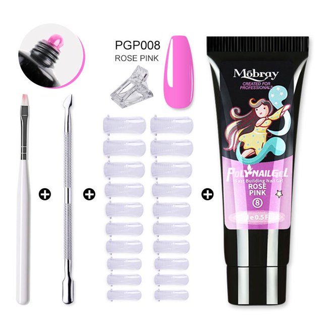 Juego de Gel de extensión polivinílico, 5/2 Uds., kit de gel acrílico, Color de camuflaje transparente, forma de punta de uñas, Gel UV de cristal, cepillo para rebanadas, herramientas para decoración de uñas Tan Jianjun unisex