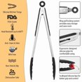 thumbnail image 5 of 3 Pack Stainless Steel Food Cooking Tongs Locking Kitchen Set For Bbq & Grilling, 5 of 6