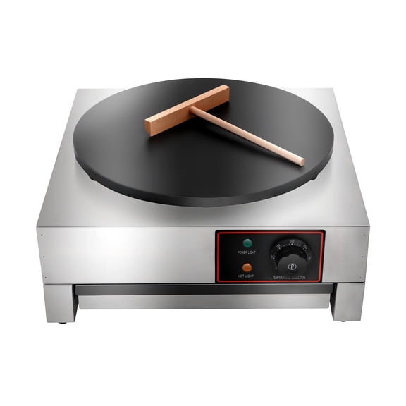 16 Inch Commercial Crepe Maker 1700W Electric Pancake Maker with Nonstick Round Crepe Hotplate Griddle Machine Adjustable Temperature for Blintzes, Eggs, Tortilla