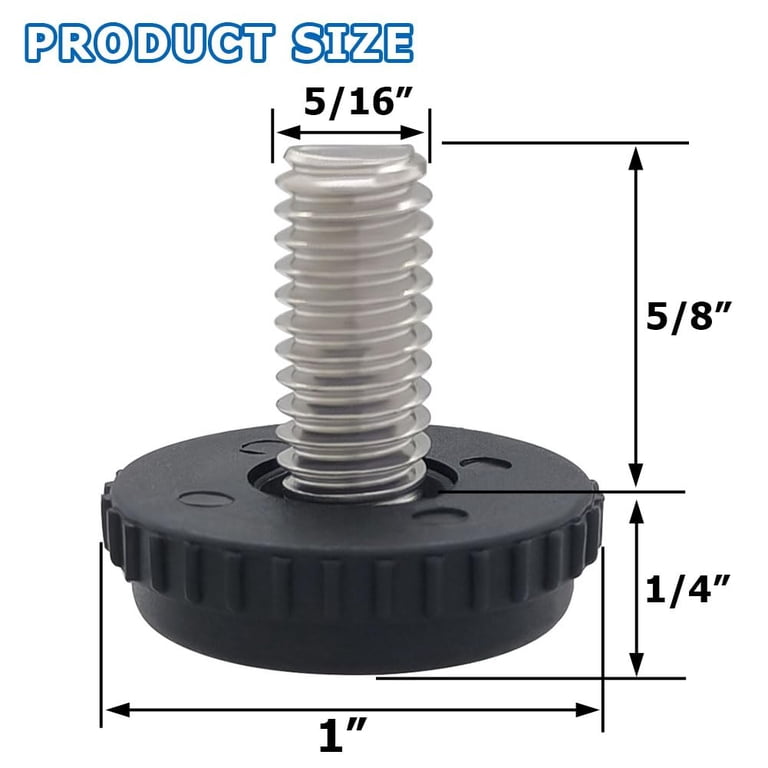 64-Pack 1/4-20 Stainless Steel Adjustable Furniture Levelers – Screw-In Leveling Feet For Tables, Chairs, Cabinets & More