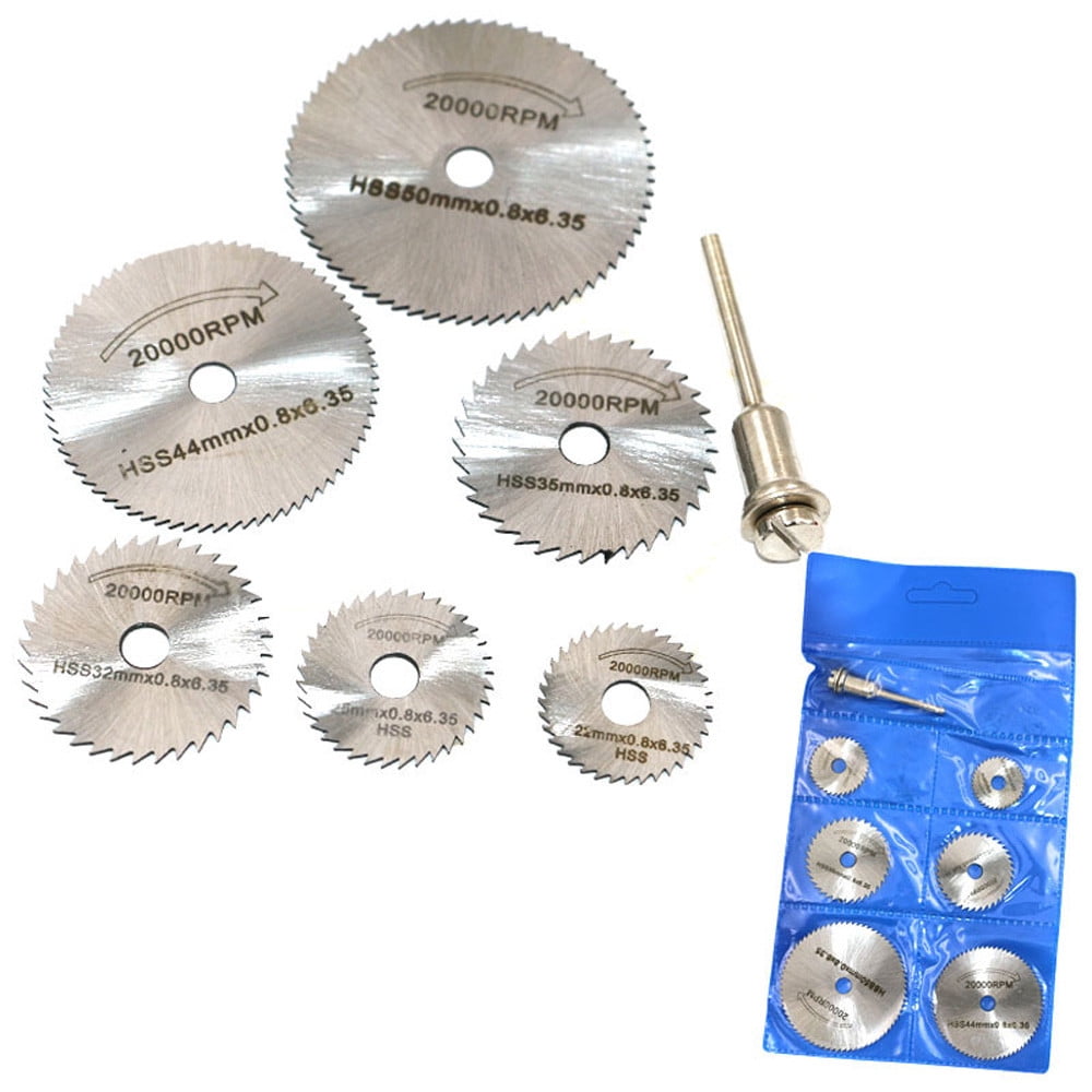 6pcs HSS Circular Saw Blade Wheel Discs & Mandrel Grinder Cutting Rotary Tool 