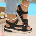 thumbnail image 7 of Rokment Comfortable Ortho Walking Sandals for Women Plantar Fasciitis Beach Summer Casual Leather Buckles Open Toe Memory Foam Non Slip Nursing Work Shoes Black Size 6, 7 of 7