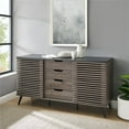 thumbnail image 2 of Walker Edison Modern 4 Drawer Sliding Door Wood Cabinet Buffet Entryway Serving Storage Cabinet Doors Dining Room Console, 59 Inch, Black and Slate Grey, 2 of 5