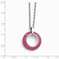 thumbnail image 2 of Stainless Steel Polished With Pink Crystal Circle Necklace - 18 Inch, 2 of 2