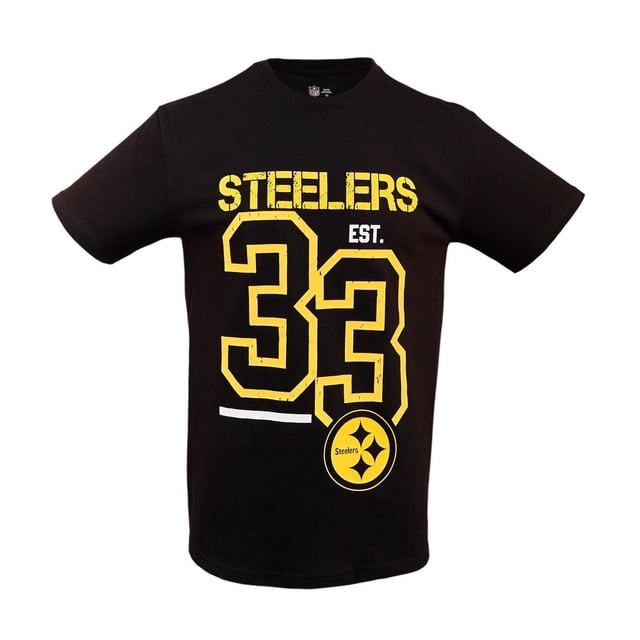Playera NFL Talla G de Manga Corta Steelers Negro para Hombre