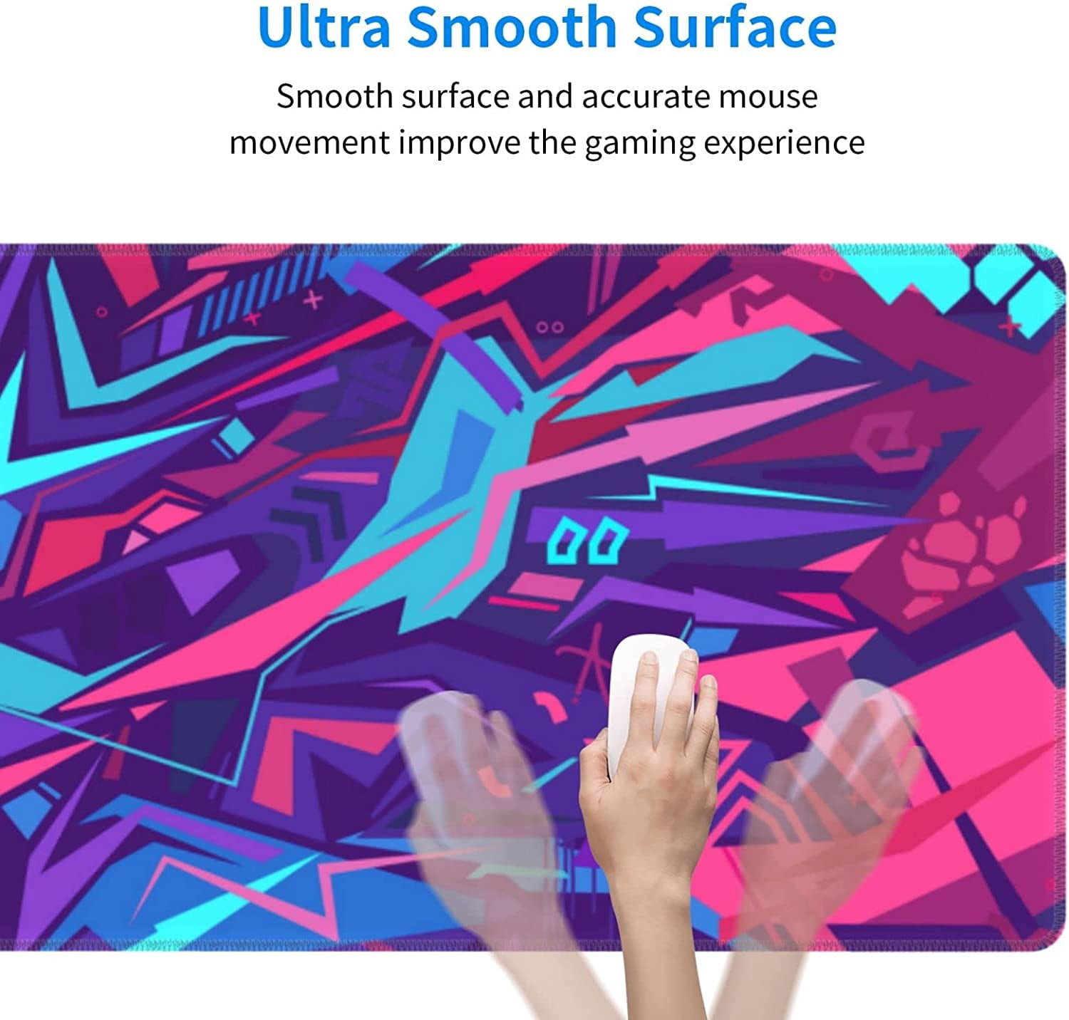 XL Large Gaming Mouse Pad with Stitched Edges, Metaverse Cyber Graffiti Extended Mousepad with Non-Slip, Long Waterproof Keyboard Pad Mouse Mat for Computer Laptop for Gamer Office Decor, 31.5*11.8 In