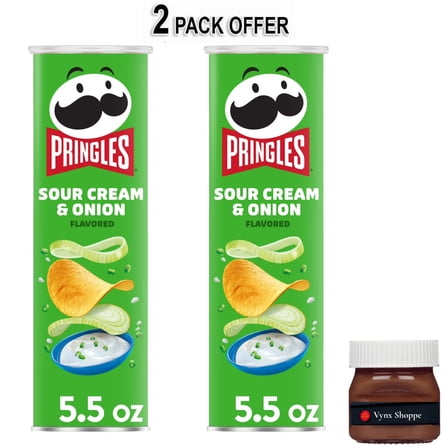 Pringles Sour Cream and Onion Potato Crisps Chips, Lunch Snacks, 5.5 oz Canister