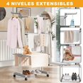 thumbnail image 3 of Tendedero Vertical Plegable para Ropa de 4 Niveles, 126x64x170 mm Estante de Ropa con Ruedas y Rejillas Laterales Extensibles, Gran Capacidad para Colgar y Secar Ropa al Interior y Exterior, 3 of 6