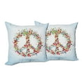 thumbnail image 6 of Ambesonne Colorful Throw Pillow Cover 2 Pack, Peace Sign with Hearts, 18", Multicolor, 6 of 6