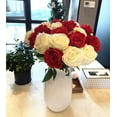 thumbnail image 4 of Zukuco 12 PCS Artificial Roses Single Long Stem Silk Blossom Fake Flower for Home Party Wedding Decoration(6 Red+6 White), 4 of 7
