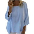 thumbnail image 1 of Blusa de manga larga suelta con cuello redondo de color sólido informal a la moda para mujer Pompotops  FGAJ5456, 1 of 9