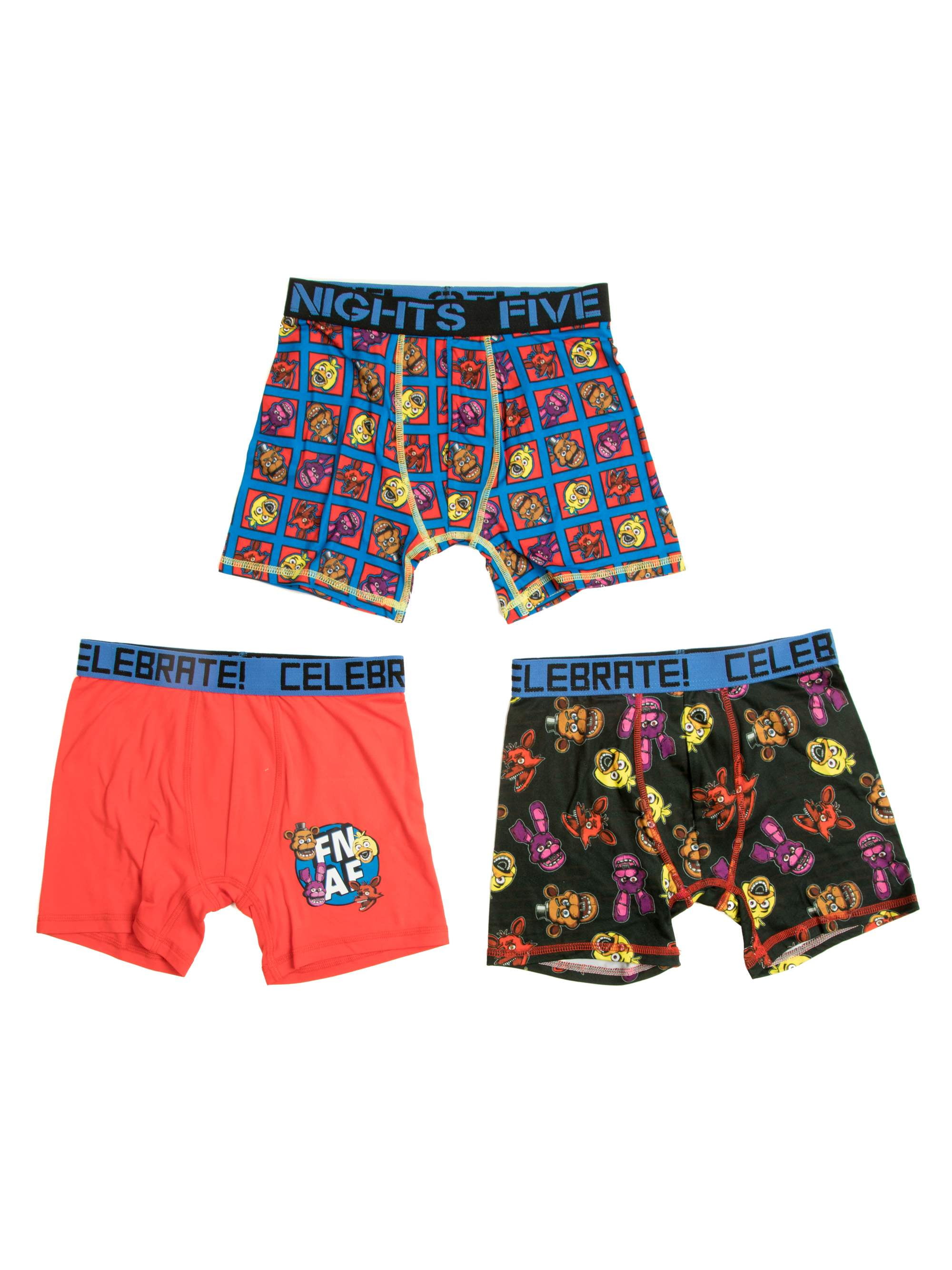 Five Nights At Freddy's Boy's Athletic Boxer Briefs Underoos SMALL 3 Pack Celebr
