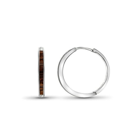 1 Carat T.W. Red Diamond Sterling Silver Hoop Earrings
