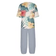 thumbnail image 5 of Nrmvnmi Women's Summer 2 Piece Outfits Casual Floral Prints Short Sleeve Pajama Tops Wide Leg Pants Lounge Sets Tracksuits Mothers Day Gifts, 5 of 5
