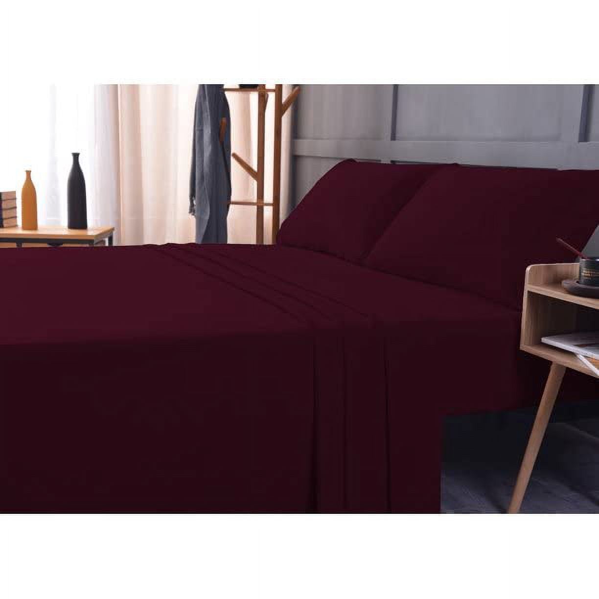 The Season Essentials Wrinkle Free Sheet Sets with Deep Pockets & Stain Resistant, 4 pc, 1800 Thread Count Based – Eggplant, California King