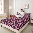thumbnail image 4 of Castle Fairy Cheetah Print Girl 4-Piece Full Size Sheets,Black Pink Bed Sheets,Abstract Gradient Lightweight Sheet Sets,Super Cozy Room Decor, 4 of 7