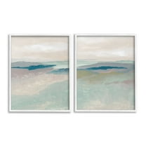 Stupell Industries Soft Abstract Terrain Landscape Painting White Framed Art Print Wall Art, 16 x 20, Set of 2