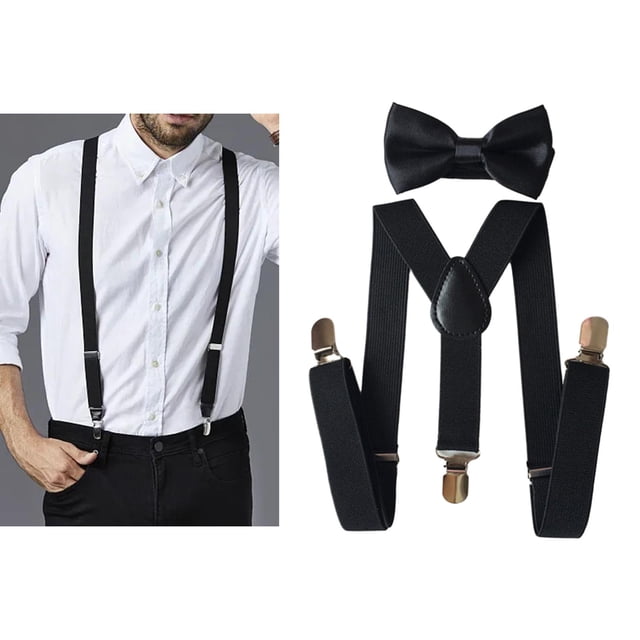 Tirantes ajustables Fernando para hombre con Pajarita y Clips negro