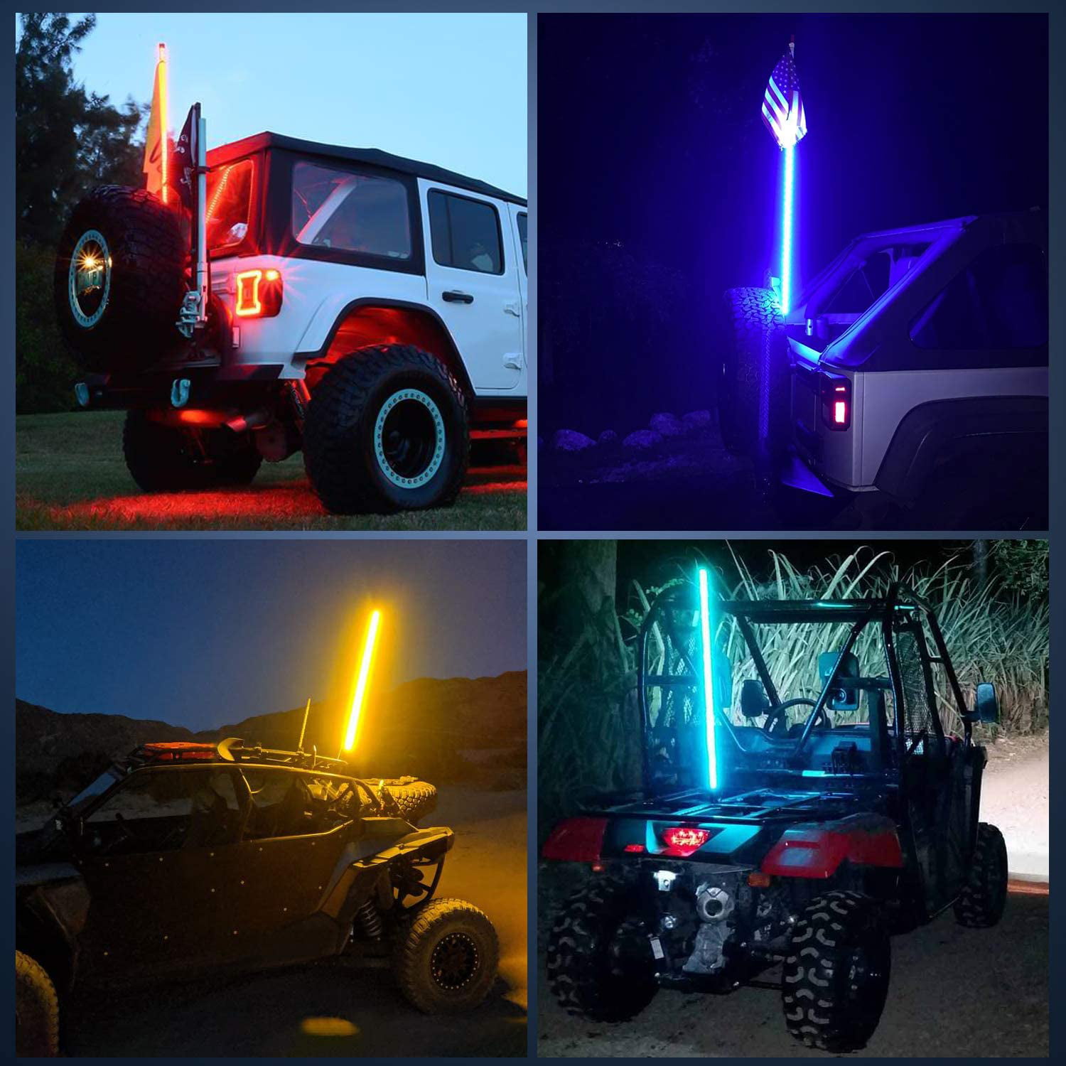 Teochew-LED 2PCS 4FT Smoked Black LED Whip Lights with RF Remote Control Spiral RGB Dancing/Chasing Light Antenna LED Whips for UTV ATV Off Road Polaris RZR Truck 4X4 SXS Can-am Dune Vehicle 