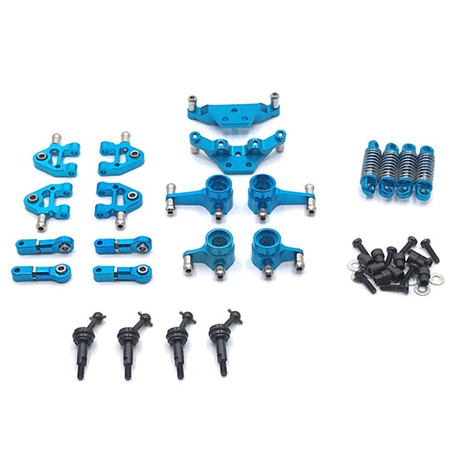 Tholdsy Juego de brazo oscilante e inferior, amortiguador delantero y trasero, Control remoto, copa de dirección de coche 1:28, Kits de construcción modelo Azul