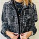 thumbnail image 3 of Chaqueta a cuadros con botones para mujer, abrigo holgado de manga larga con cuello vuelto para mujer, color negro XXL, 3 of 7
