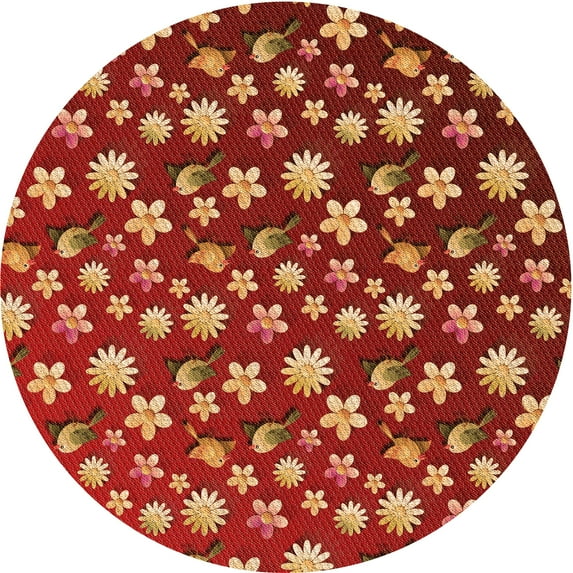 Ahgly Company Indoor Square Patterned Love Red Area Rugs, 3' Square