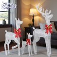 thumbnail image 2 of Lighted Christmas Reindeer Family – 3-Piece Set, 290 LED Lights, Buck, Doe, & Fawn with Red Bows, Silver Sparkling Fabric & Metal Frame for Holiday Décor, 2 of 10