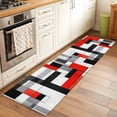 thumbnail image 3 of Red Black 2'x6' Runner Rug, Abstract Geometric Grey White Middle Century Washable Non-Slip Area Rugs for Hallway Kitchen Floor Bedroom Entryway, Laundry Carpet Decoration Indoor Mat, 3 of 9