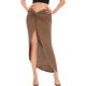 thumbnail image 1 of Falda midi sexy de cintura alta con abertura lateral y abertura asimétrica para mujer Marrón G Marrón G Xishao ropa, 1 of 2