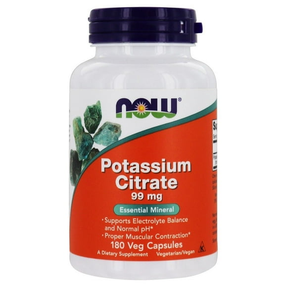 NOW Foods - Citrate de Potassium Minéral Essentiel 99 Mg. - 180 Capsule(S) Végétale(S)