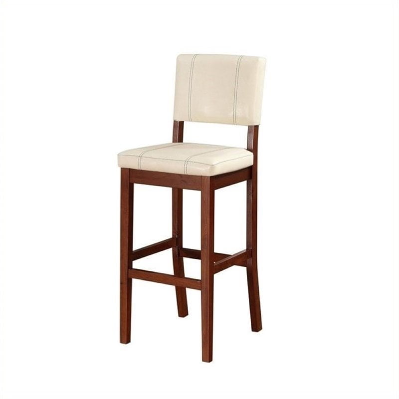 Atlin Designs 30 Faux Leather Bar Stool In Walnut And Cream