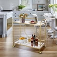 thumbnail image 4 of ABBSR Modern Gold Bar Cart on Wheels,Mobile Serving Cart with Storage Shelves for Kitchen,Industrial Use, 4 of 8