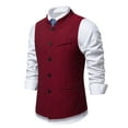 thumbnail image 5 of VNKIDY Men Outerwear Vests Classic Retro Stand Collar Sleeveless Vest Solid Color Button Gilet For Formal Casual Layered Vest Garment Athletic Outerwear, 5 of 9