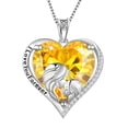 thumbnail image 1 of Juwaliy Collar de Madre E Hija de Plata Esterlina 925 Corazón Citrino Amarillo Piedra de Nacimiento Dije Joyería Noviembre Cumpleaños Navidad Mother's Day Regalo para Mujer, 1 of 7