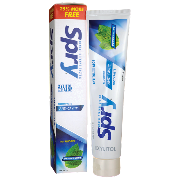 Xlear Spry Xylitol and Aloe Toothpaste with Flouride Peppermint 5 oz