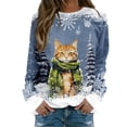 thumbnail image 1 of Chandail en Molleton Imprimé Joyeux Noël pour Femmes Col Rond Décontracté Manches Longues Coupe Ample Blouse d'Entraînement Col Rond Confortable, 1 of 4