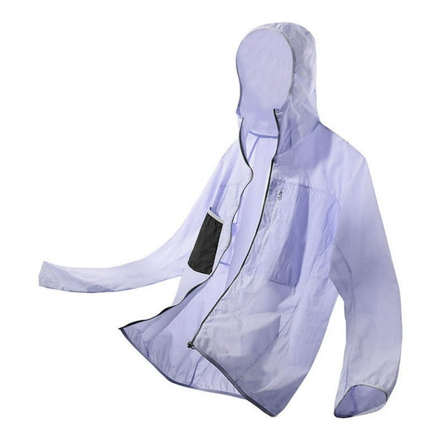 Chemises pour Hommes Unisexes Homme Femme Couleur Unie Extérieur Coupe-Vent Légères Randonnée Imperméable Protection Solaire Veste à Capuche Manches Longues Violet TTG
