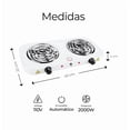 thumbnail image 2 of Parrilla eléctrica blanca con 2 quemadores de Acero Inoxidable 2000w, 2 of 5